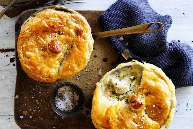 Blue eye trevalla and dill pot pies.