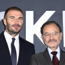Yes, that is David Beckham standing with Hugh from Succession.