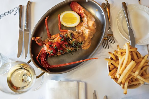 Homard frites (southern rock lobster, sauce choron and frites) from Entrecote.