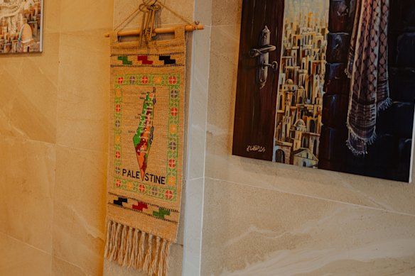 Little details make the space special, like the doll-house furniture, the tapestries on the wall, and the painted scenes of Palestine. 