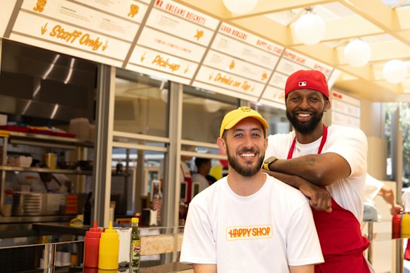 Happy Shop Cafe owners Chris Theodosi and Jesse Orleans in Haberfield.
