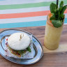 Chicken skin sandwich and Tito Ray cocktail.