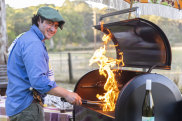 Lloyd Brothers winemaker Gonzalo Sanchez cooking a barbecue in McLaren Vale, South Australia.
