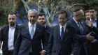 Israeli Prime Minister Benjamin Netanyahu with President Isaac Herzog, at a state memorial in Jerusalem at the weekend. 