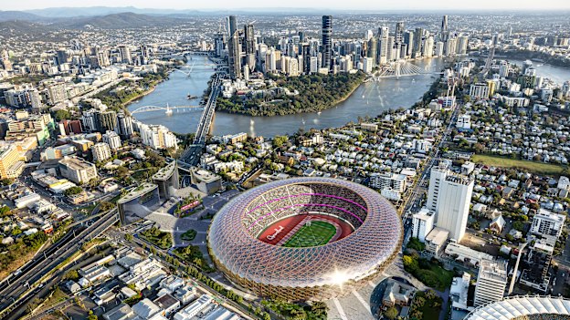 The proposed ‘Gabba West’ stadium, across Main Street from the existing Gabba.