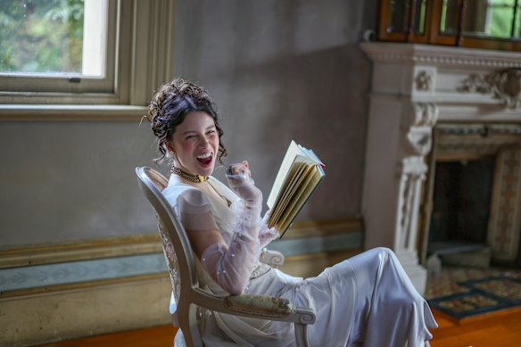 Model Sarah Burns, channelling inspiration from author Jane Austen, who is as relevant as ever in our modern world.