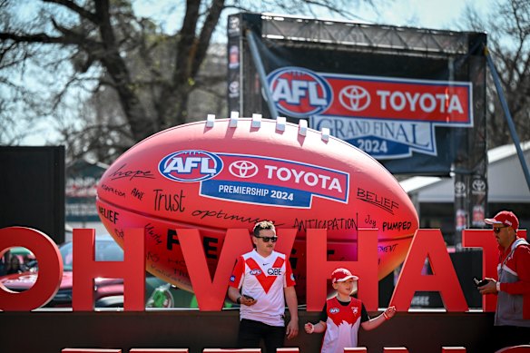 Footy fans at the MCG before the game. 