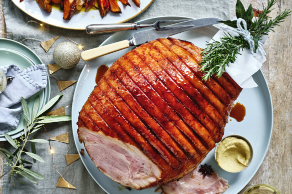 Danielle Alvarez’s mustard and sherry vinegar-glazed ham.