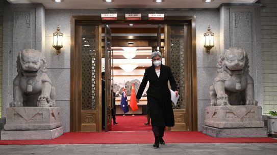 Australian Foreign Minister Penny Wong in Beijing on Wednesday. 