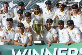 Australia celebrate their series victory in Pakistan.