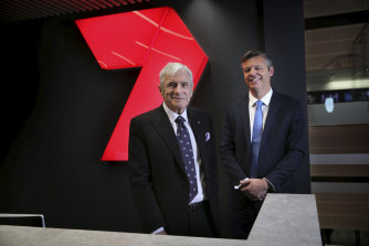 Seven chairman Kerry Stokes and CEO James Warburton. Warburton wanted to do the Prime deal from the moment he walked into the offices in 2019. 
