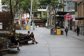 Brisbane CBD is deserted after the announcement the lockdown would be extended to Sunday. 