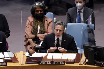 US Secretary of State Antony Blinken in a surprise address to the United Nations Security Council on Thursday Thursday, Feb. 17, 2022