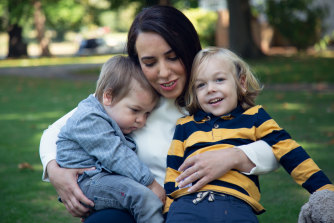 Stella Moris with her and Julian Assange’s kids, Max, 18 months, and Gabriel, 3, in London, in September 2020.
