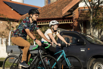 Melissa Ridgley and Patrick Nalepka are cycling all over Sydney together thanks to the car-less roads.