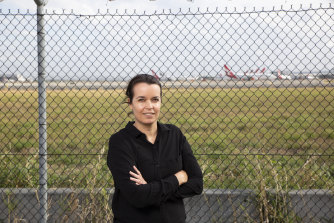 Nicola MacPhail, at Brisbane Airport near her home, hopes she can return to flying as the aviation industry recovers from its COVID-19 crisis. 