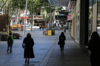 While not in lockdown like the strict measures of August 2021, the Brisbane CBD has been described as a ‘ghost town’ as the Omicron-driven virus peak approaches.
