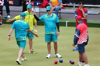 Australia's men's triples team at the Commonwealth Games.