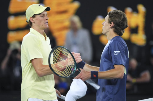 Jannik Sinner and Alex de Minaur at this year’s Australian Open.