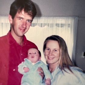 Halfpenny with her husband and son.