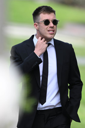 Essendon captain Zach Merrett at Hannah McGuire’s funeral.