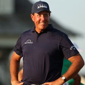 Phil Mickelson was all smiles during the Wanamaker Trophy presentation at Kiawah Island Golf Resort in South Carolina.