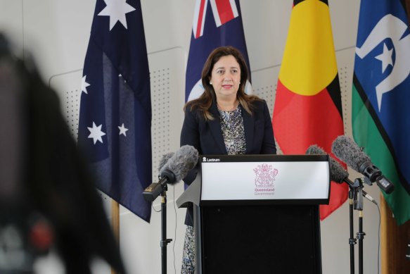 Queensland Premier Annastacia Palaszczuk addresses the media on Friday