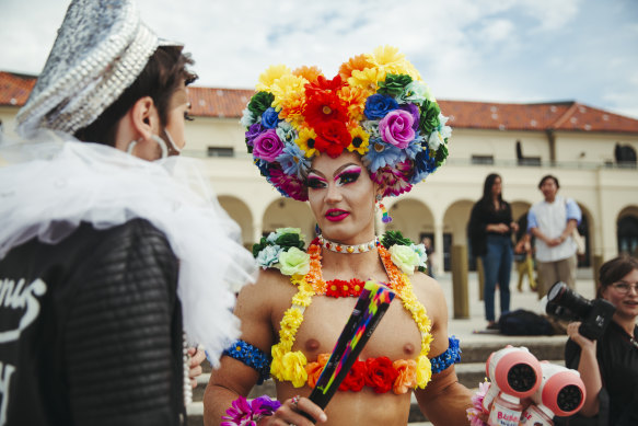 Drag queens at the announcement of Sophie Ellis-Bextor as the headline act for the Mardi Gras Bondi Beach party.