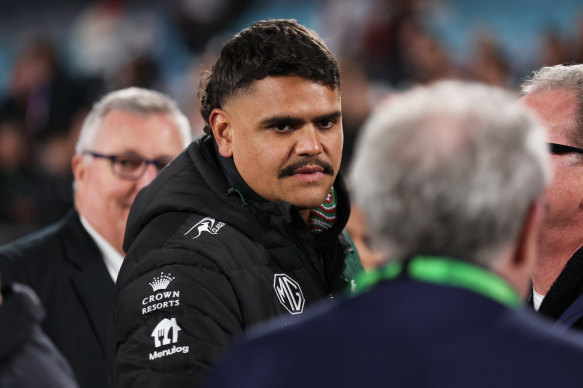 Latrell Mitchell looks on after South Sydney’s season ended.