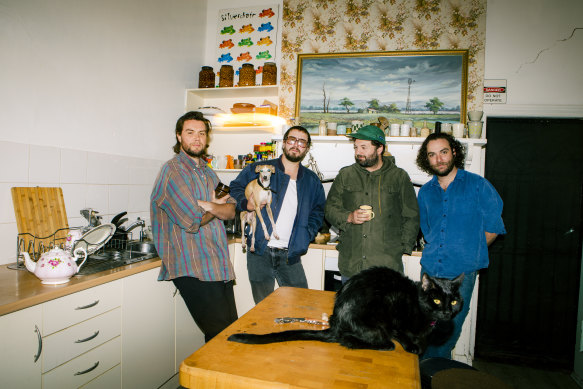 Adelaide Bad//Dreems, including guitarist Alex Cameron (third from left).