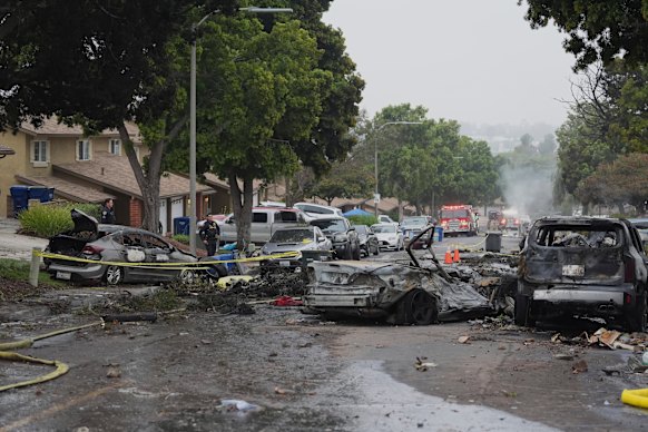 About 10 homes suffered from damage in the wake of the crash of the private plane.
