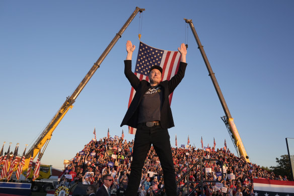 Enthusiastic: Elon Musk appeared alongside Donald Trump at a campaign rally in Butler, Pennsylvania, on October 5.