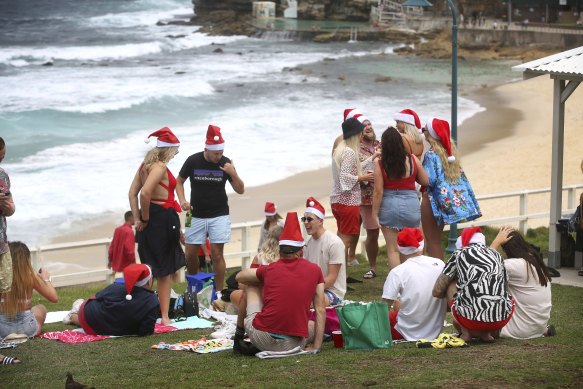 Revellers at Bronte on Christmas Day. 