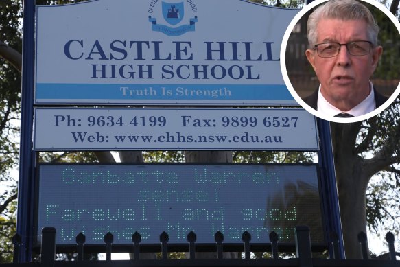 Castle Hill MP (inset) says he became aware of the asbestos result at the school last Thursday.