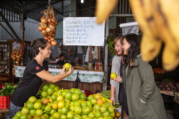 Connecting over food in South America. 
