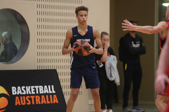 Dyson Daniels playing for the NBA Global Academy last year. 
