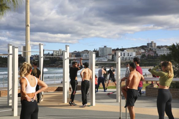 Crowds utilise Bondi Beach in Sydney’s Eastern Suburbs as the area undergoes a fourteen day lockdown.