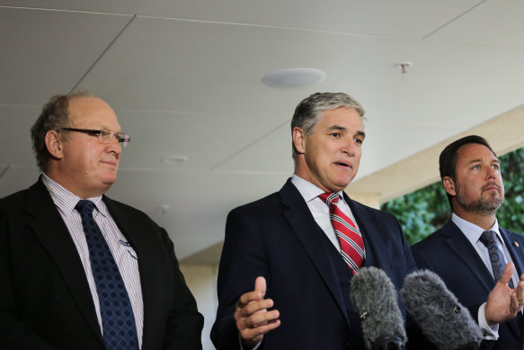 Katter’s Australian Party members Shane Knuth, Robbie Katter and Nick Dametto, who were joined by former One Nation MP Stephen Andrew last month.