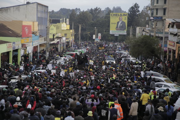 William Ruto supporters celebrate his victory in Eldoret, Kenya.
