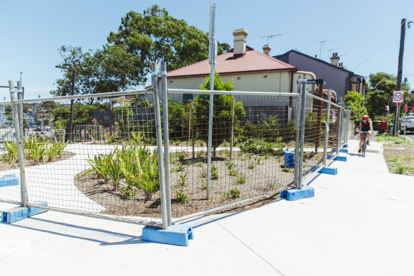 This garden bed on Lilyfield Road was also shut due to the asbestos discovery.