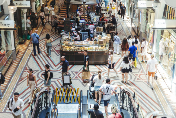 Shoppers at the Queen Victoria building