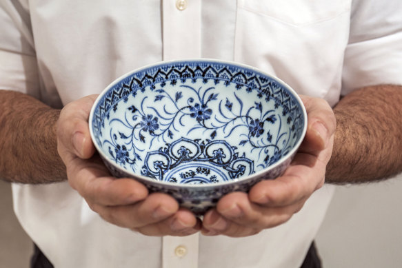 A small porcelain bowl bought for $US35 at a Connecticut yard sale that turned out to be a rare, 15th century Chinese artifact.