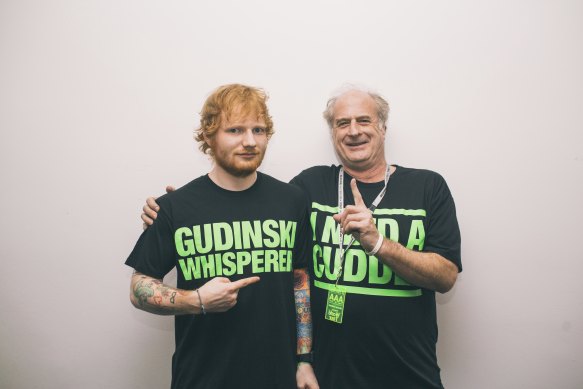Ed Sheeran with Michael Gudinski.