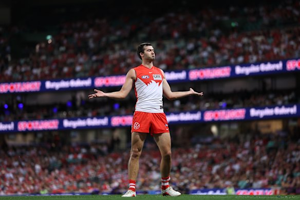 Logan McDonald kicked six goals in Sydney’s shock qualifying final victory over Brisbane.