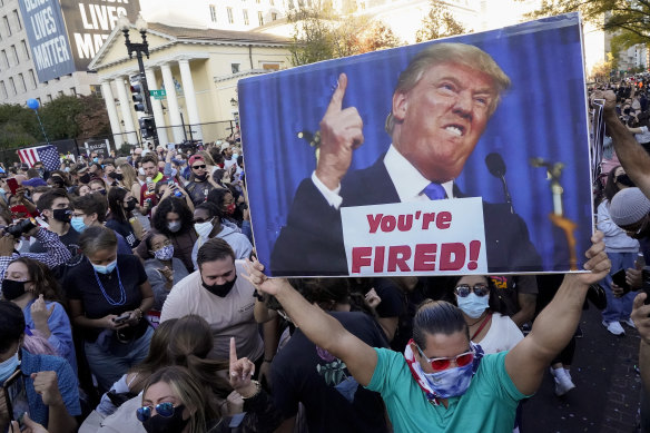 Americans have taken to the streets to celebrate Biden's win and demand Trump step aside.