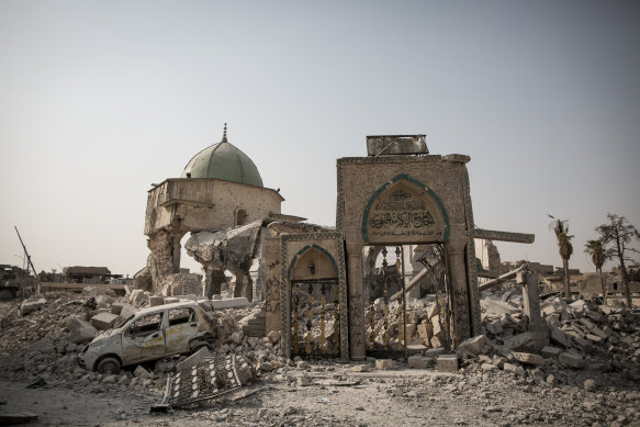 The al-Nuri mosque in 2017 after it was blown up by Islamic State.