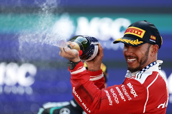 Lewis Hamilton wins his maiden GP with Ferrari.