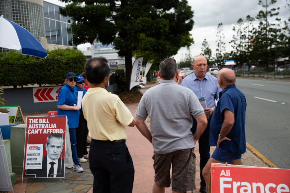 Then Home Affairs minister Peter Dutton campaigns in the 2019 election