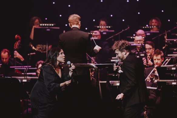 Kate Cebrano and Eddie Perfect at the Melbourne International Jazz Festival gala.