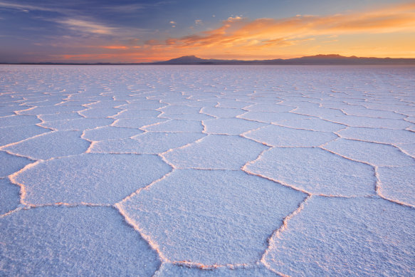 The world’s largest salt flat, Salar de Uyuni in Bolivia.